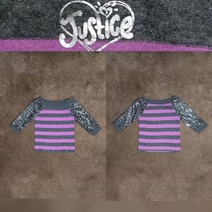 Kids Justice Grey & Purple Wide Sleeve Shirt Sz 7